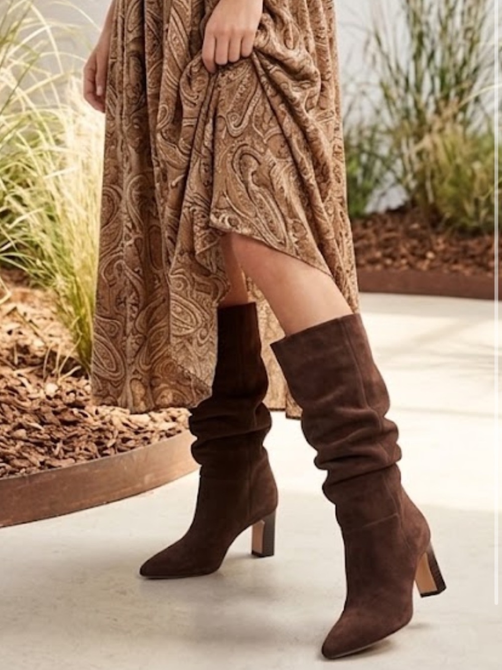 Vince Camuto Skylar Slouch Boots Brown Suede Pointed Toe 6.5 NWT